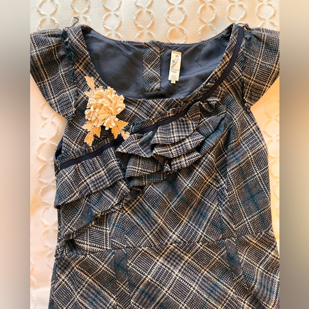 Anthropologie Floreat plaid sheath dress